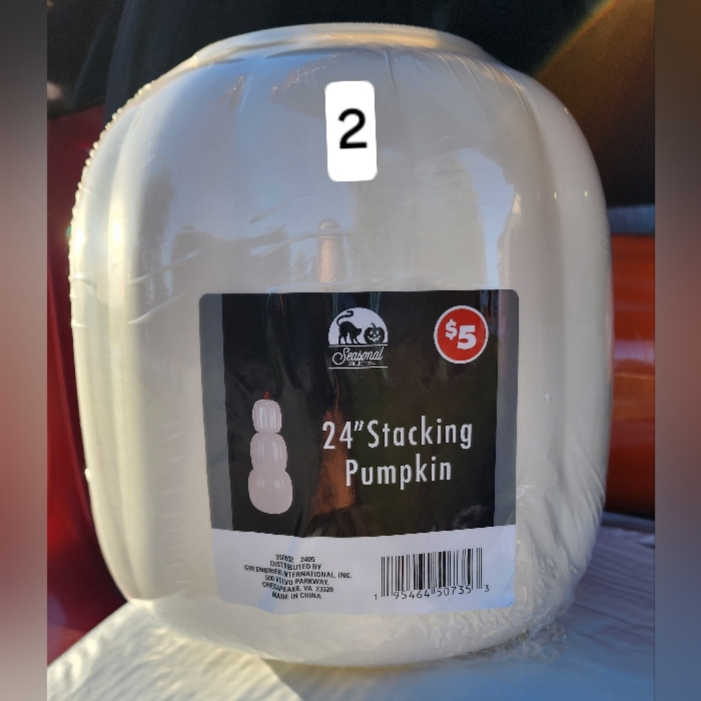 NEW Dollar Tree PLUS White Stacking Pumpkins 24"